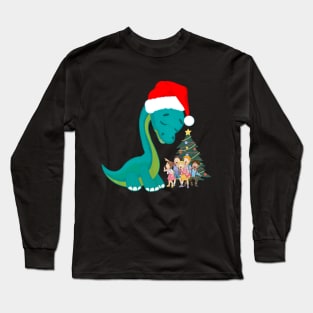 Dinosaur Santa Claus Long Sleeve T-Shirt